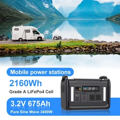 실외 응급 태양 광 발전소 2400W 휴대용 리튬 배터리 2160WH